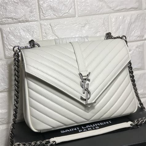 ysl white chain bag